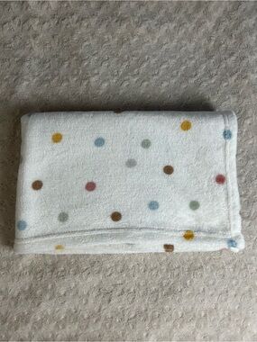 Parent's Choice Polka Dot Baby Blanket White Gray Blue Green Brown Neutral Plush